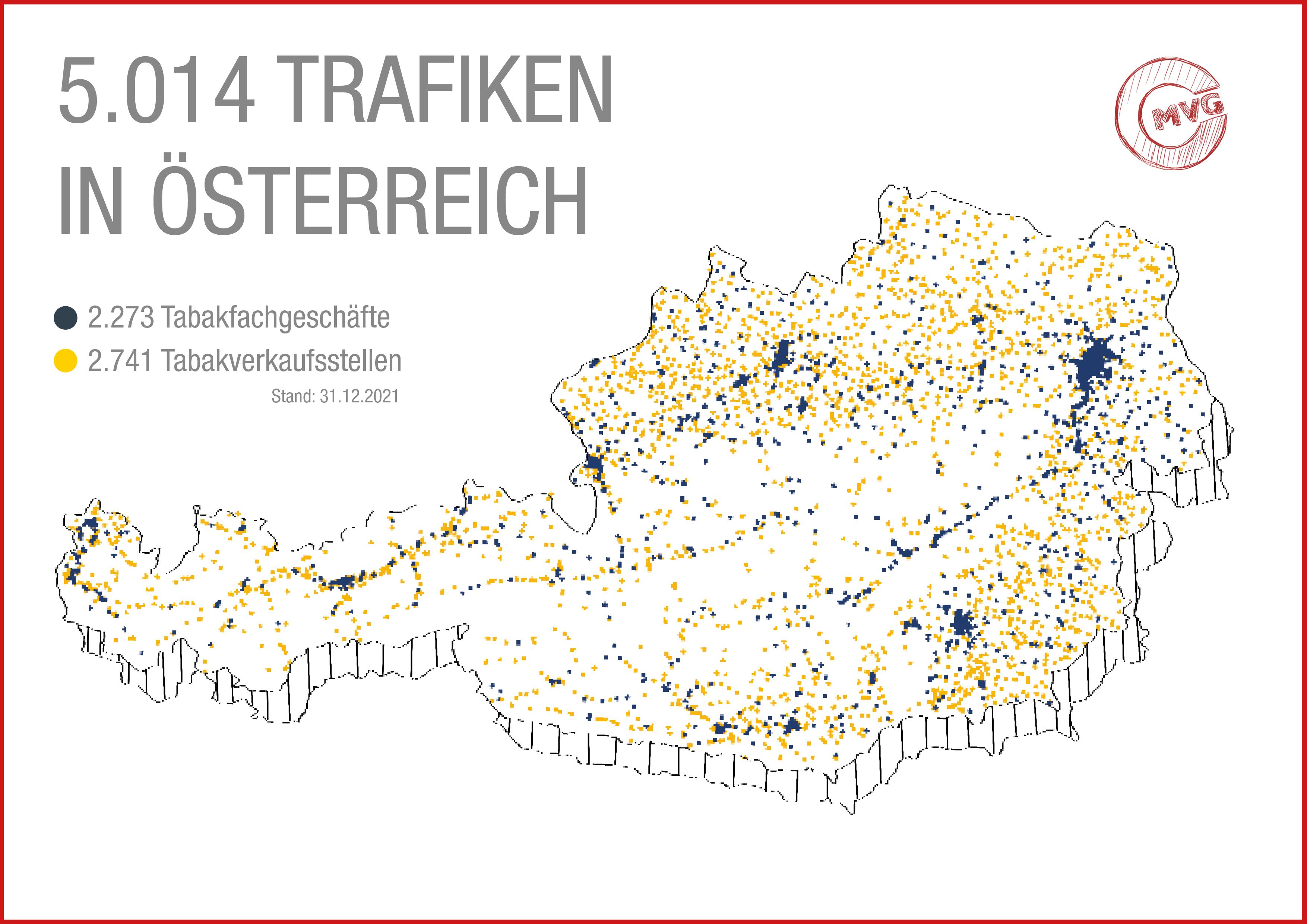 Karte Österreich mit allen Trafikstandorten