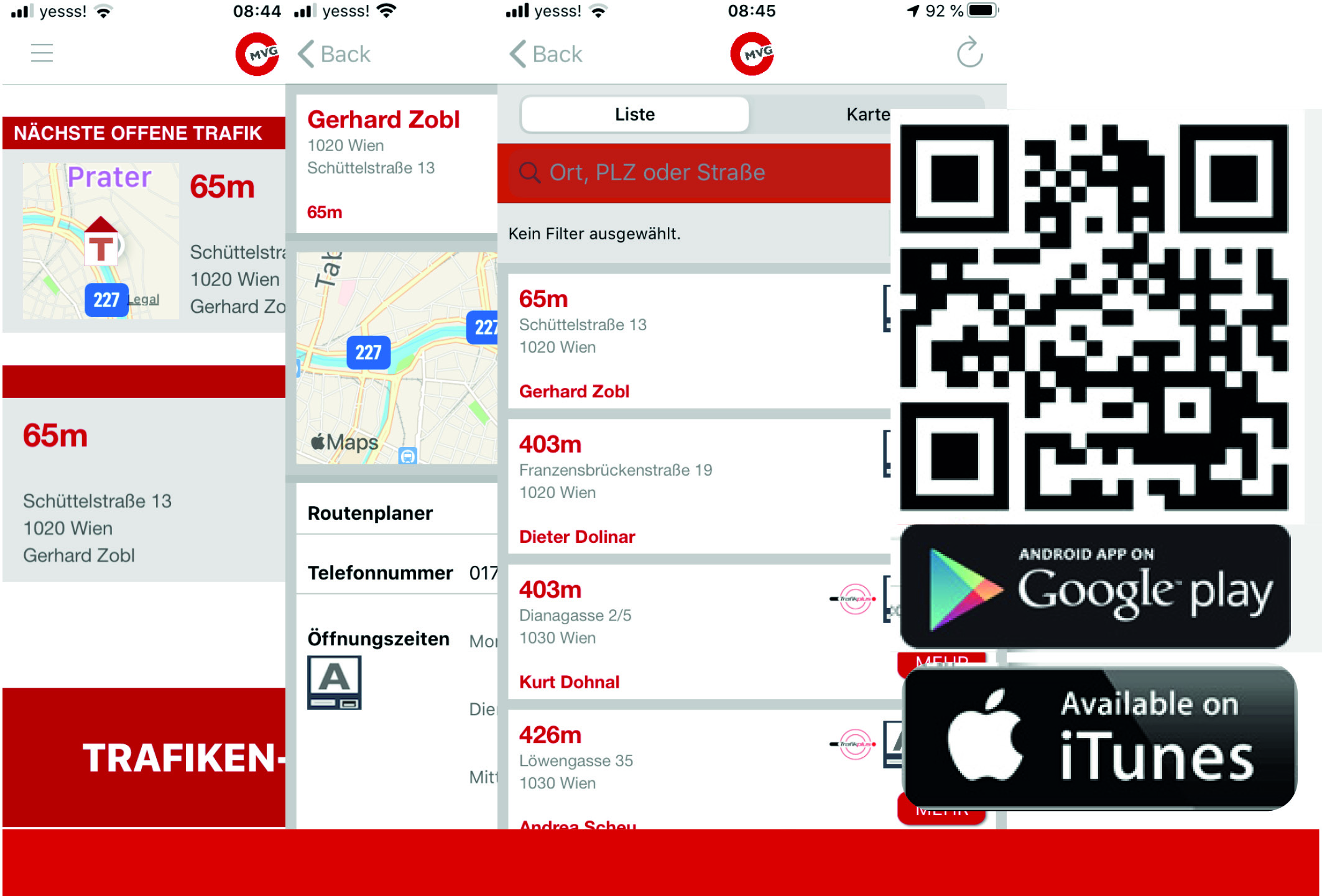 Ausschnitt Trafik APP mit QR-Code