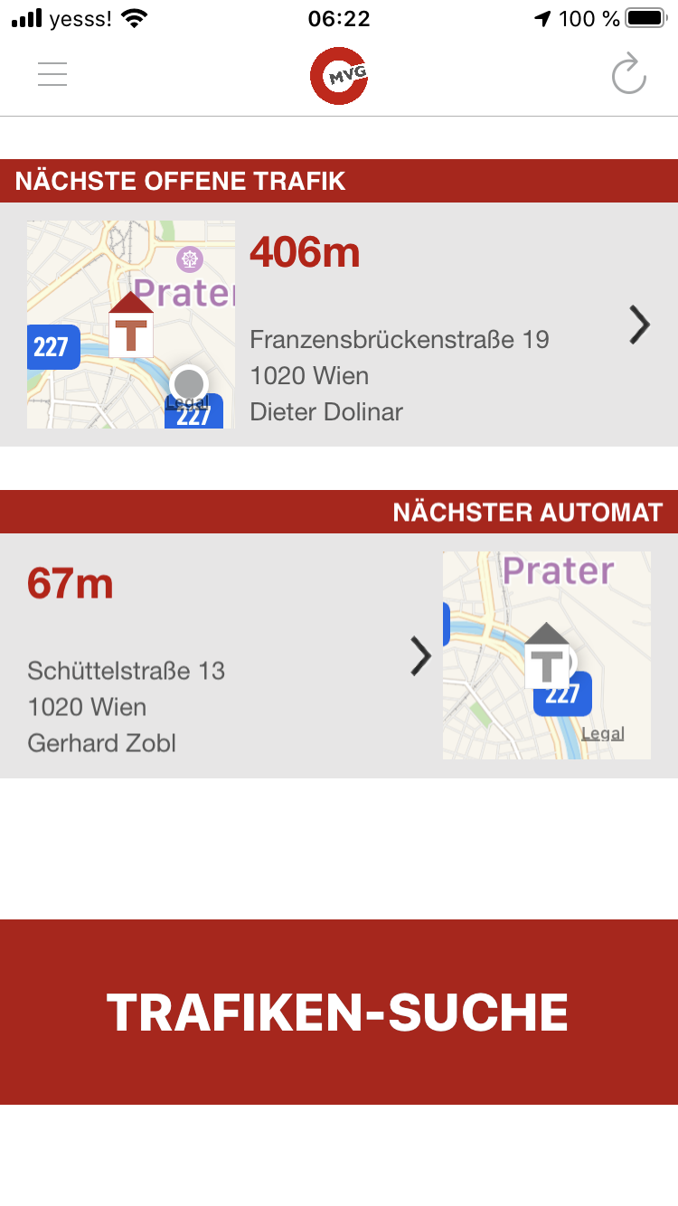 Ausschnitt Trafik APP